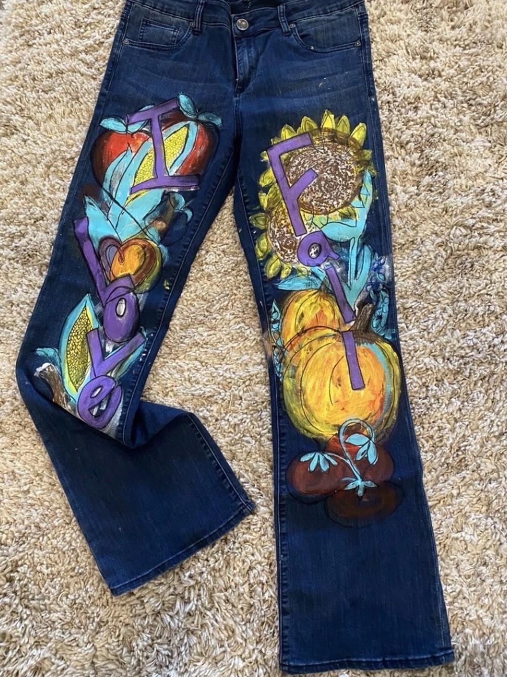 Kut from the Kloth ~Hand-Painted Floral Jeans Size 10.